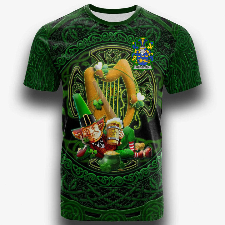 1stIreland Ireland T-Shirt - McGovern or McGauran Irish Family Crest T-Shirt - Ireland's Trickster Fairies A7 | 1stIreland