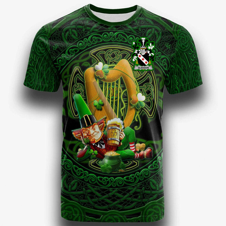 1stIreland Ireland T-Shirt - Gleeson or O Glissane Irish Family Crest T-Shirt - Ireland's Trickster Fairies A7 | 1stIreland