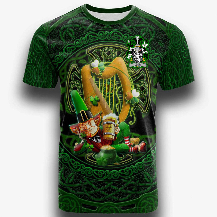 1stIreland Ireland T-Shirt - Long or Longe Irish Family Crest T-Shirt - Ireland's Trickster Fairies A7 | 1stIreland