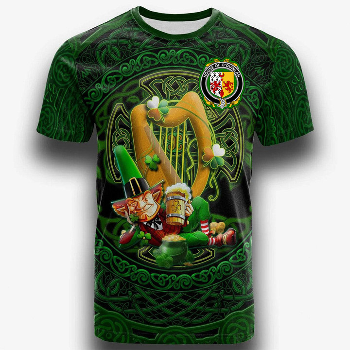 1stIreland Ireland T-Shirt - House of O QUINLAN Irish Family Crest T-Shirt - Ireland's Trickster Fairies A7 | 1stIreland