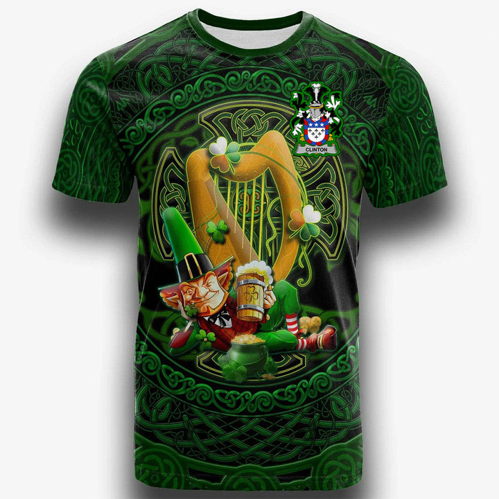 1stIreland Ireland T-Shirt - Clinton Irish Family Crest T-Shirt - Ireland's Trickster Fairies A7 | 1stIreland