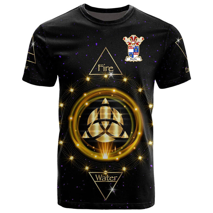 1stIreland Tee - Ritchie Family Crest T-Shirt - Celtic Wiccan Fire Earth Water Air A7 | 1stIreland