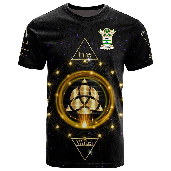 1stIreland Tee - Ballingall Family Crest T-Shirt - Celtic Wiccan Fire Earth Water Air A7 | 1stIreland