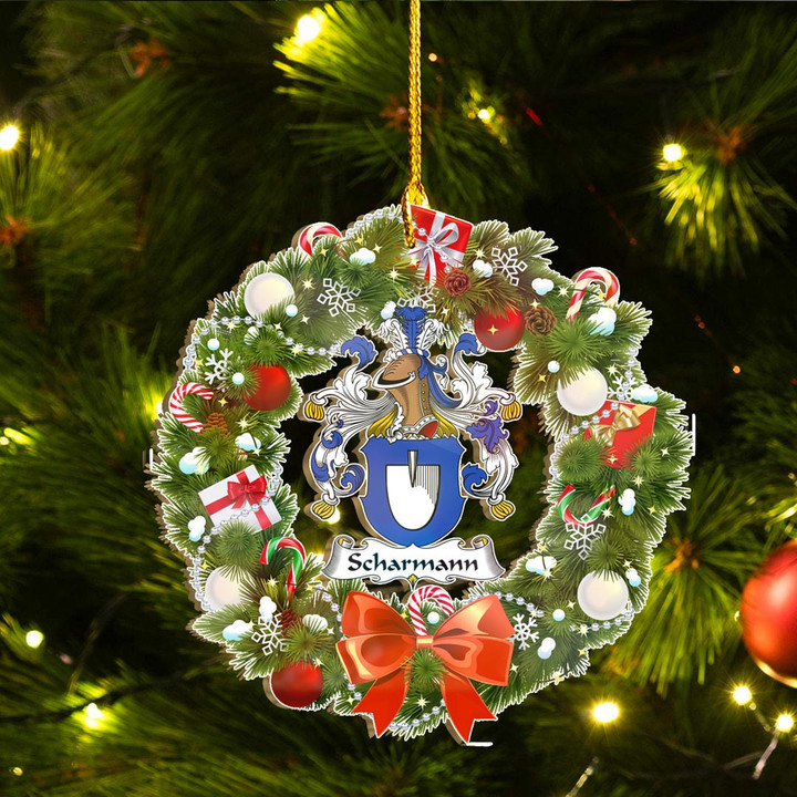 1stIreland Germany Ornament  - Scharmann German Family Crest Custom Shape Ornament - Snowy Christmas Wreath A7 | 1stIreland