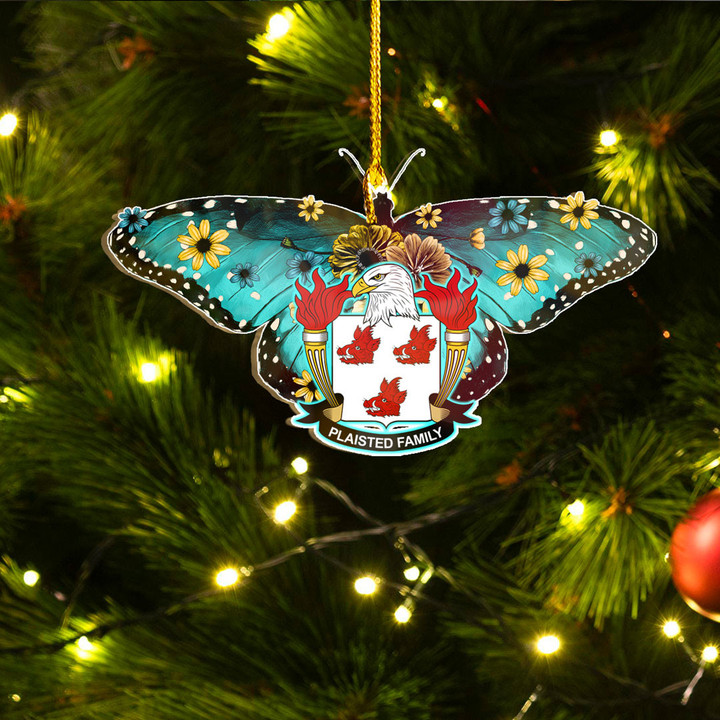 1stIreland Ornament - Plaisted American Family Crest Custom Shape Ornament - Blue Butterfly A7 | 1stIreland