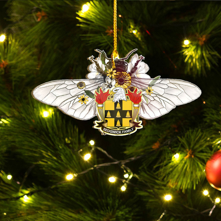 1stIreland Ornament - Sedgwick American Family Crest Custom Shape Ornament - Fluffy Bumblebee A7 | 1stIreland