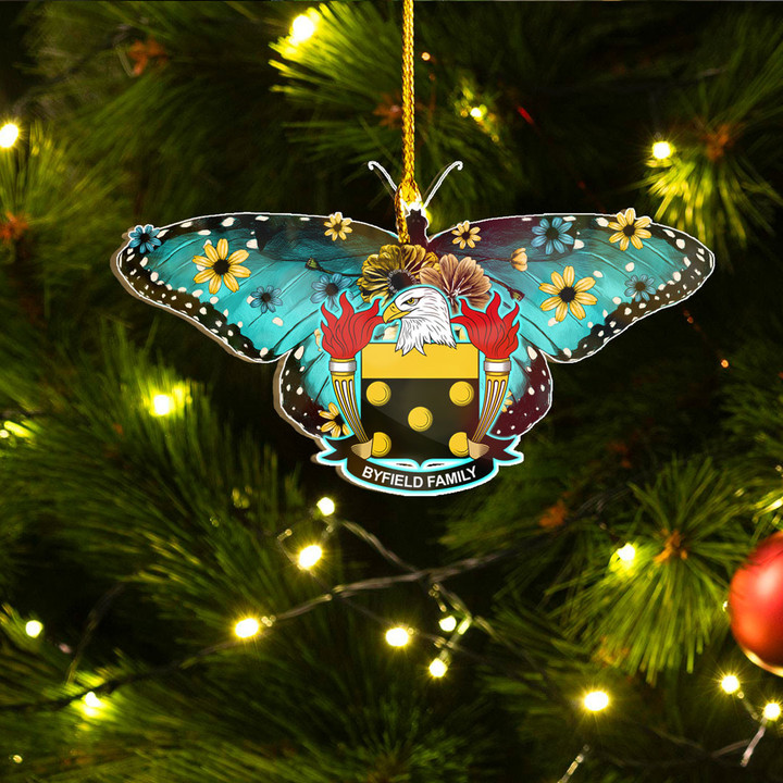 1stIreland Ornament - Byfield American Family Crest Custom Shape Ornament - Blue Butterfly A7 | 1stIreland