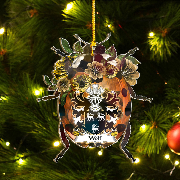 1stIreland Ornament - Wolf of Wolvesnewton and Usk Monmouthshire Welsh Family Crest Custom Shape Ornament - Ladybug A7 | 1stIreland