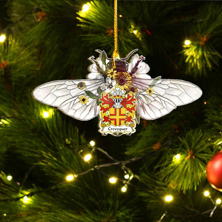 1stIreland Ornament - Crevequer or Crevecoeur Flint Welsh Family Crest Custom Shape Ornament - Fluffy Bumblebee A7 | 1stIreland