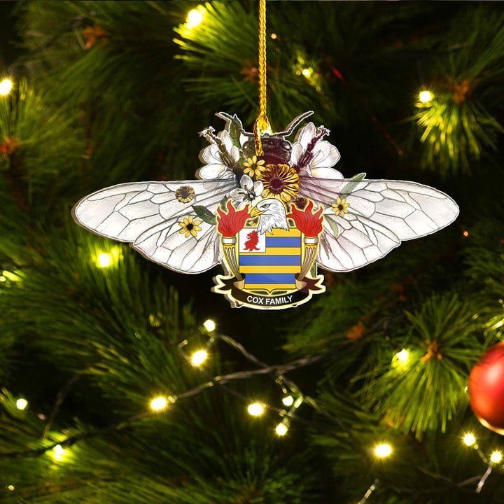 1stIreland Ornament - Cox American Family Crest Custom Shape Ornament - Fluffy Bumblebee A7 | 1stIreland