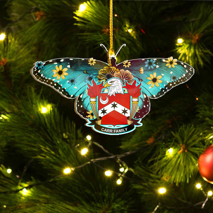 1stIreland Ornament - Carr American Family Crest Custom Shape Ornament - Blue Butterfly A7 | 1stIreland