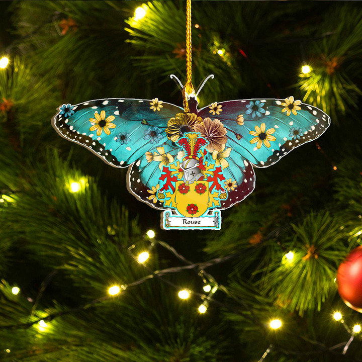 1stIreland Ornament - Rouse Dutch Family Crest Custom Shape Ornament - Blue Butterfly A7 | 1stIreland