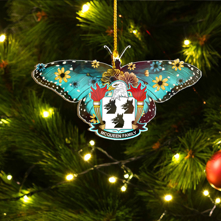 1stIreland Ornament - McQueen American Family Crest Custom Shape Ornament - Blue Butterfly A7 | 1stIreland