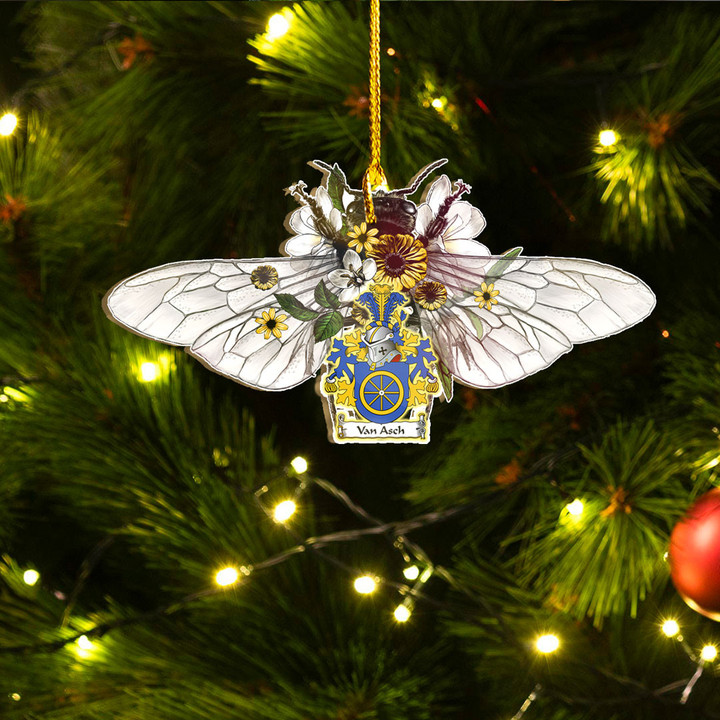 1stIreland Ornament - Van Asch Dutch Family Crest Custom Shape Ornament - Fluffy Bumblebee A7 | 1stIreland
