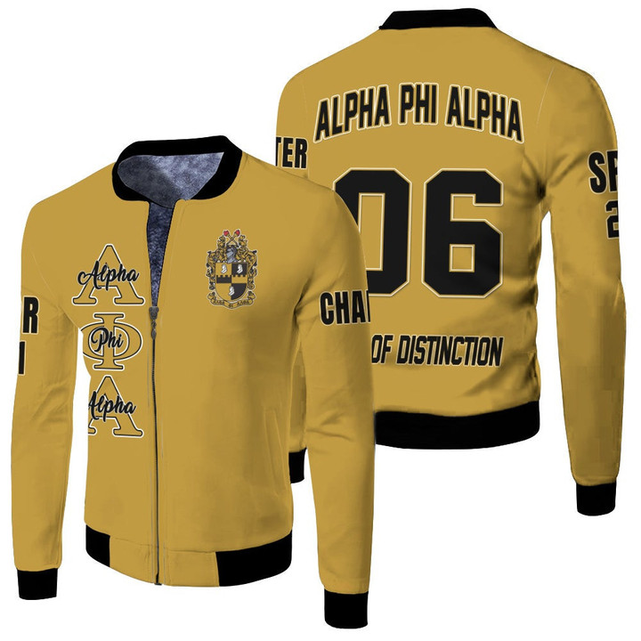 (Custom) Getteestore Jacket - Alpha Phi Alpha (Old Gold) Fleece Winter Jacket
