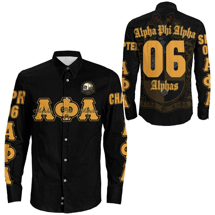 Getteestore Clothing - Alpha Phi Alpha - Rho Chapter Alphas Long Sleeve Button Shirt A7 | Getteestore