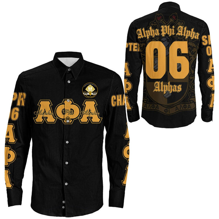 Getteestore Clothing - Alpha Phi Alpha - The Eta Tau Chapter Long Sleeve Button Shirt A7 | Getteestore