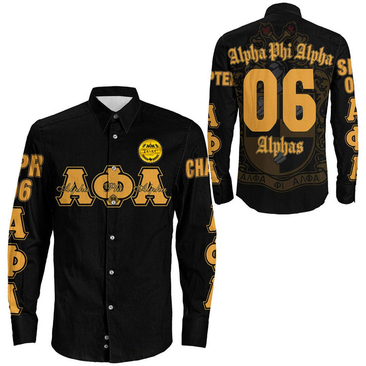 Getteestore Clothing - Alpha Phi Alpha - Alpha Texas Long Sleeve Button Shirt A7 | Getteestore