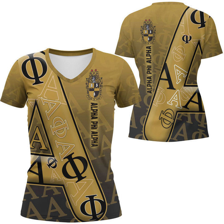 Africa Zone Clothing - Alpha Phi Alpha Letters Pattern V-neck T-shirt A35 | Africa Zone