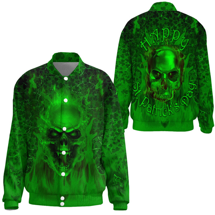 1stireland Clothing - Patrick's Day Skull Fire Skull - Thicken Stand-Collar Jacket A95 | 1stireland