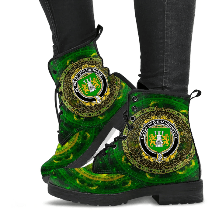 1stIreland Ireland Leather Boots - House of O SHAUGNESSY Irish Family Crest Leather Boots - Celtic Tree (Green) A7