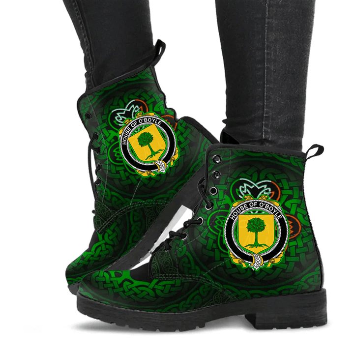 1stIreland Ireland Leather Boots - House of O BOYLE Irish Family Crest Leather Boots - Irish Celtic Shamrock A7
