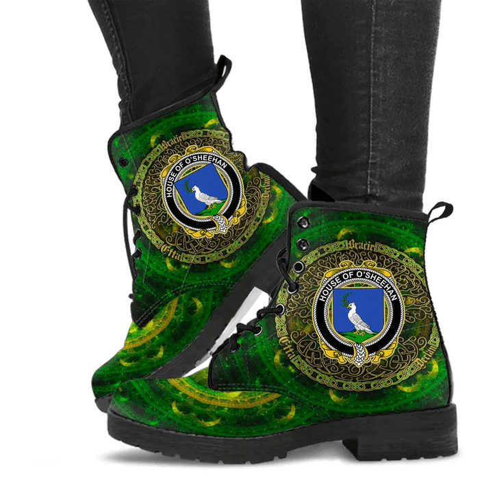 1stIreland Ireland Leather Boots - House of O SHEEHAN Irish Family Crest Leather Boots - Celtic Tree (Green) A7