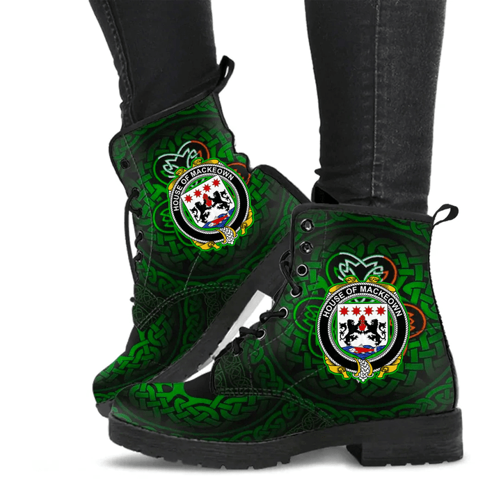 1stIreland Ireland Leather Boots - House of MACKEOWN Irish Family Crest Leather Boots - Irish Celtic Shamrock A7