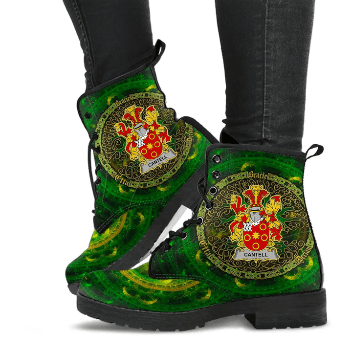 1stIreland Ireland Leather Boots - Cantell Irish Family Crest Leather Boots - Celtic Tree (Green) A7
