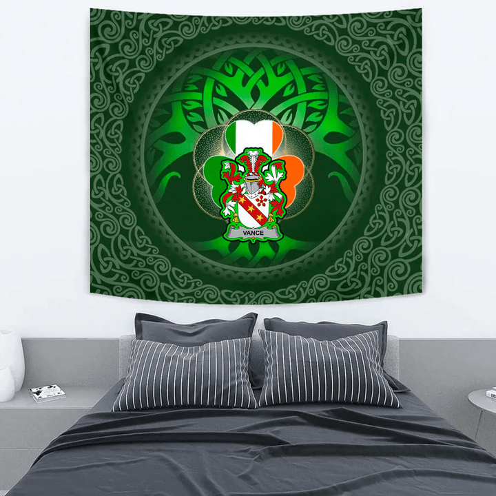 1stIreland Ireland Tapestry - Vance Irish Family Crest Tapestry - Irish Shamrock & Tree of Life A7 | 1stIreland