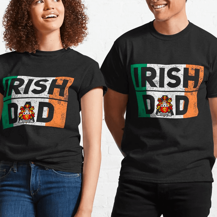 1stIreland Ireland T-Shirt - Wickham Irish Family Crest Irish Dad 100% Cotton T-Shirt A7 | 1stIreland