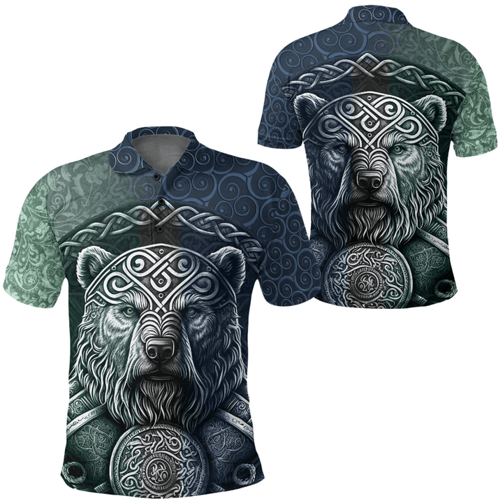 1stIreland Polo Shirts - Bear Warrior Celtic Knot Style Style A35