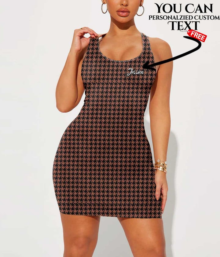 Women's Bodycon Dress - Houndstooth Leather Fashion Style Never Out Of Date A7 | 1stIreland