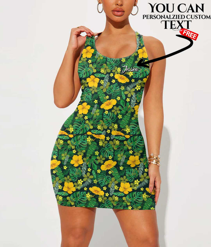 Women's Bodycon Dress - Tropical Floral Jungle Leaf A7 | 1stIreland