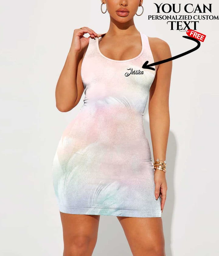 Women's Bodycon Dress - Pastel Feather Rainbow A7 | 1stIreland
