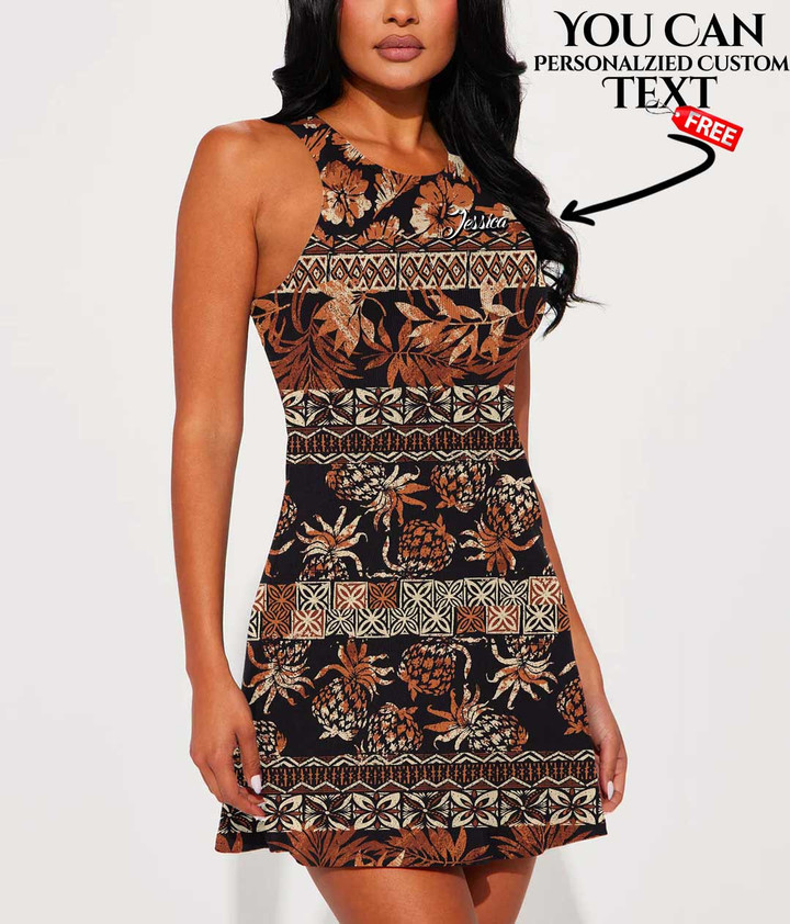 Women's Casual Sleeveless Dress - Hawaiian Tribal Tapa Elements A7 | 1stIreland