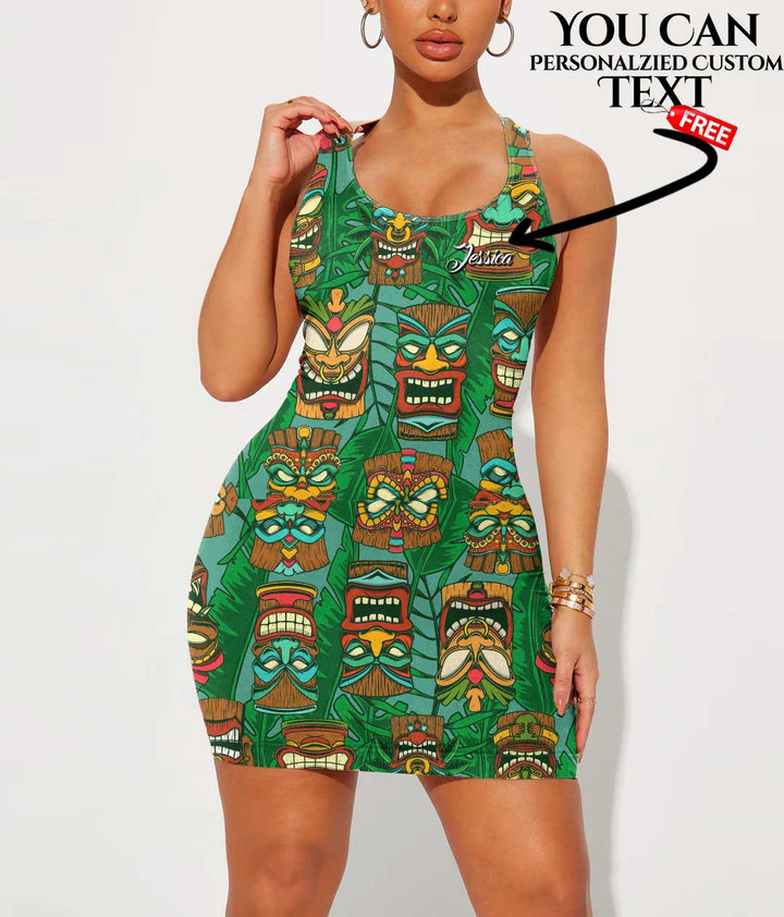 Women's Bodycon Dress - Seamless Pattern With Tiki A7 | 1stIreland