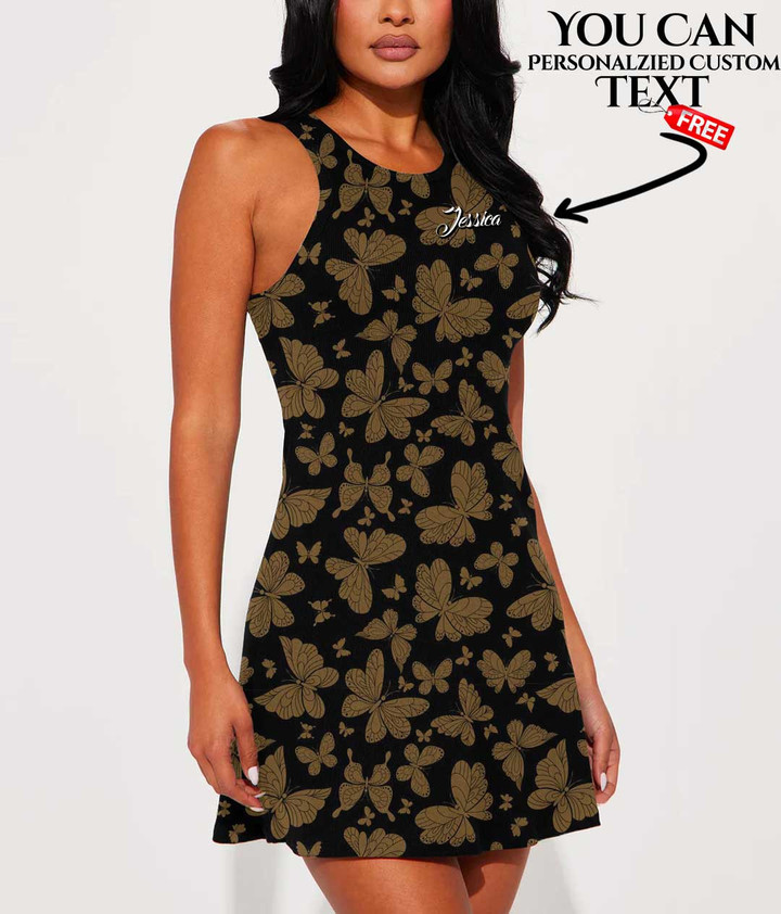 Women's Casual Sleeveless Dress - Butterfly Pattern Gold Version A7 | 1stIreland