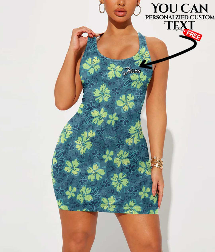 Women's Bodycon Dress - Tropical Hibiscus And Frangipani Flowers A7 | 1stIreland
