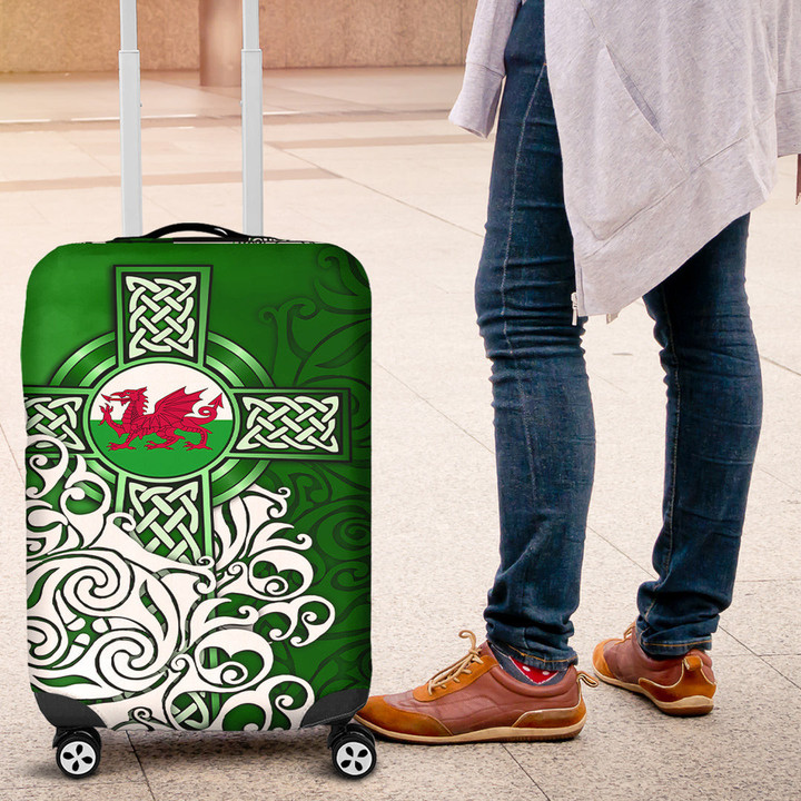 1stireland Luggage Covers -  Wales Celtic - Welsh Dragon Flag with Celtic Cross Luggage Covers | 1stireland
