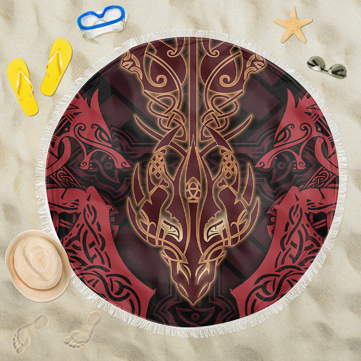 1stireland Beach Blanket -  Celtic Dragon Dragon Sword, Cross Patterns Beach Blanket | 1stireland
