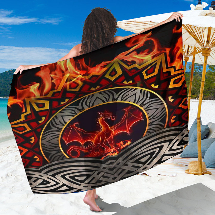 1stireland Sarong -  Celtic Dragon Shoulder Fire Dragon Red Sarong | 1stireland
