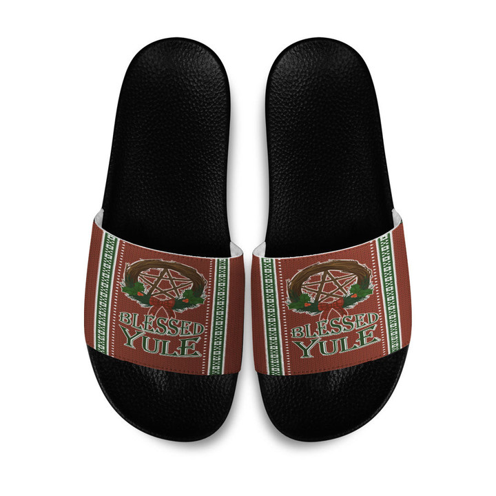 1stireland Slide Sandals -  Celtic Christmas Blessed Yule Pagan Slide Sandals | 1stireland
