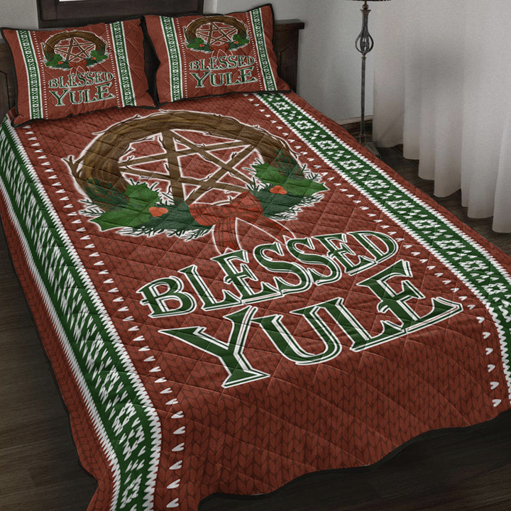 1stireland Quilt Bed Set -  Celtic Christmas Blessed Yule Pagan Quilt Bed Set | 1stireland

