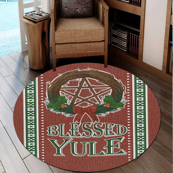 1stireland Round Carpet -  Celtic Christmas Blessed Yule Pagan Round Carpet | 1stireland
