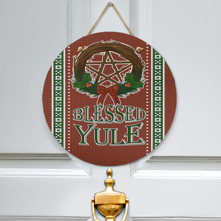 1stireland Hanging Door Sign -  Celtic Christmas Blessed Yule Pagan Hanging Door Sign | 1stireland
