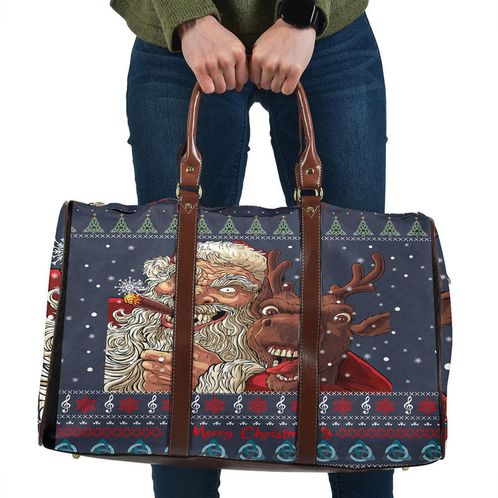 1stireland Bag -  Celtic Ugly Christmas Gangster Santa with Reindeer Travel Bag | 1stireland

