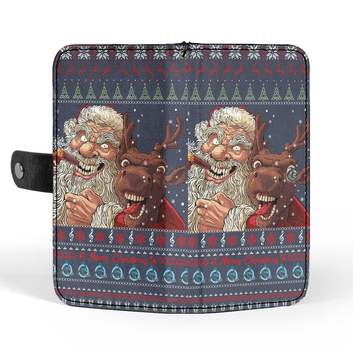 1stireland Wallet -  Celtic Ugly Christmas Gangster Santa with Reindeer Wallet Phone Case | 1stireland
