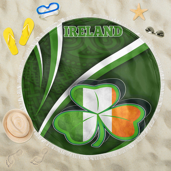 1stireland Beach Blanket -  Ireland Celtic and Three Clover Leaf Beach Blanket | 1stireland
