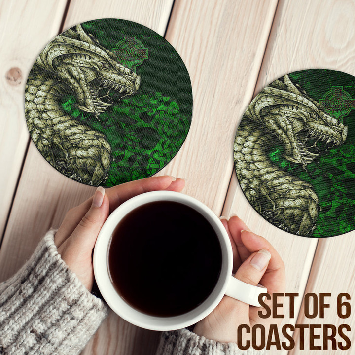 1stireland Coasters (Sets of 6) -  Ireland Celtic Flag Dragon & Claddagh Cross Coasters | 1stireland

